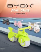 Byox Bicicleta fara pedale Ride On Mini Cruze White cu muzica Roti EVA late si stabile cu rulment Sezut ergonomic din piele Design compact Manere ergonomice Recomandata de la 18 luni Greutate admisa 30 kg