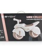Byox Bicicleta fara pedale Ride On Mini Cruze White cu muzica Roti EVA late si stabile cu rulment Sezut ergonomic din piele Design compact Manere ergonomice Recomandata de la 18 luni Greutate admisa 30 kg