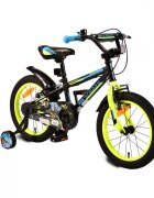 Byox Bicicleta pentru baieti Monster Black 16 inch varsta 4-6 ani frana de mana pe ambele roti claxon scaun si ghidon reglabile pe inaltime roti ajutatoare
