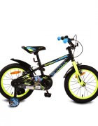 Byox Bicicleta pentru baieti Monster Black 16 inch varsta 4-6 ani frana de mana pe ambele roti claxon scaun si ghidon reglabile pe inaltime roti ajutatoare