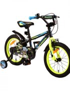 Byox Bicicleta pentru baieti Monster Black 16 inch varsta 4-6 ani frana de mana pe ambele roti claxon scaun si ghidon reglabile pe inaltime roti ajutatoare