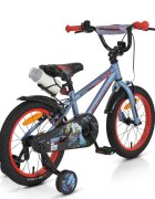 Byox Bicicleta pentru baieti Monster Grey 16 inch varsta 4-6 ani frana de mana pe ambele roti claxon scaun si ghidon reglabile pe inaltime roti ajutatoare