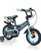 Byox Bicicleta pentru copii Prince 12 inch Grey varsta 3-4 ani frana de mana pe ambele roti scaun si ghidon reglabile pe inaltime roti ajutatoare detasabile