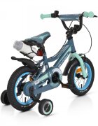 Byox Bicicleta pentru copii Prince 12 inch Grey varsta 3-4 ani frana de mana pe ambele roti scaun si ghidon reglabile pe inaltime roti ajutatoare detasabile
