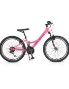 Byox Bicicleta pentru copii Princess pink 24 inch cu 21 viteze Shimano frana V-brake scaun si ghidon reglabile cric