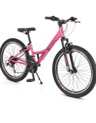 Byox Bicicleta pentru copii Princess pink 24 inch cu 21 viteze Shimano frana V-brake scaun si ghidon reglabile cric