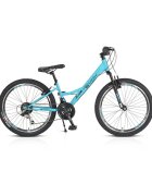 Byox Bicicleta pentru copii Princess Turcoaz 24 inch 21 viteze Shimano frana V-brake scaun si ghidon reglabile cric