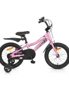 Byox Bicicleta pentru copii Special Pink 16 inch roti ajutatoare detasabile scaun si ghidon reglabile pe inaltime varsta 4-6 ani inaltimea 100-120 cm frana de mana pe ambele roti claxon inclus