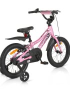 Byox Bicicleta pentru copii Special Pink 16 inch roti ajutatoare detasabile scaun si ghidon reglabile pe inaltime varsta 4-6 ani inaltimea 100-120 cm frana de mana pe ambele roti claxon inclus