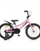 Byox Bicicleta pentru copii Special Pink 20 inch cu roti ajutatoare varsta 6-9 ani inaltimea 135-155 cm scaun si ghidon reglabile pe inaltime frana de mana pe ambele roti roti ajutatoare detasabile