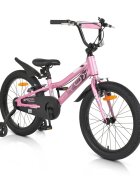 Byox Bicicleta pentru copii Special Pink 20 inch cu roti ajutatoare varsta 6-9 ani inaltimea 135-155 cm scaun si ghidon reglabile pe inaltime frana de mana pe ambele roti roti ajutatoare detasabile