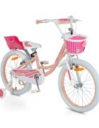 Byox Bicicleta pentru fetite cu roti ajutatoare Fashion Girl Coral 20 inch varsta 6-9 ani cu inaltimea recomandata 135-155 cm scaun si ghidon reglabile pe inaltime frana de mana pe ambele roti cosulet si claxon incluse