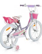 Byox Bicicleta pentru fetite cu roti ajutatoare Fashion Girl Lilac 20 inch varsta 6-9 ani cu inaltimea recomandata 135-155 cm scaun si ghidon reglabile pe inaltime frana de mana pe ambele roti cosulet si claxon incluse