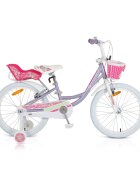 Byox Bicicleta pentru fetite cu roti ajutatoare Fashion Girl Lilac 20 inch varsta 6-9 ani cu inaltimea recomandata 135-155 cm scaun si ghidon reglabile pe inaltime frana de mana pe ambele roti cosulet si claxon incluse