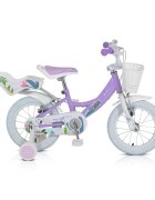 Byox Bicicleta pentru fetite Eden 14 inch cu roti ajutatoare si portbagaj scaun si ghidon ajustabile cosulet frontal pentru accesorii portbagaj pentru papusi de la 3 ani frana de mana pe ambele roti