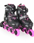 Byox Role reglabile marime 34-37 pentru copii cu roti din PUbaza din aluminiuinchidere cu sireturicurea Velcro si catarama dubla Dazzle Pink
