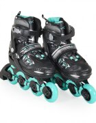 Byox Role reglabile marime 34-37 pentru copii cu roti din PUbaza din aluminiuinchidere cu sireturicurea Velcro si catarama dubla Dazzle Teal