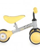 Byox Tricicleta copii fara pedale Mini Wee Yellow scaun moale reglabil pe inaltime roti cu lumini raza de rotatie limitata roti late din spuma Eva de la 12 luni pana la 20 kg