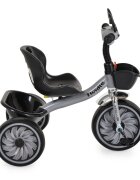 Byox Tricicleta cu pedale pentru copii Twidle Grey cu roti evasezut ergonomic reglabil cu spatarefecte de lumina si muzicaoglinzimanere ergonomicecos fata si spate pentru accesoriigreutate maxima 25kg