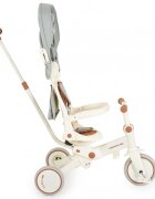 Byox Tricicleta pentru copii 3 in 1 Compacto Beige ultrapliabilacu suport de picioare control al directiei scaun reversibil rotire 360 grade spatar reglabil copertina XXLpernuta moale pe scaun si spatar