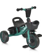 Byox Tricicleta pentru copii cu cosulete de depozitare Leo Green roti din cauciuc Eva cosulet pentru jucarii de la 3 ani pana la 25 kg