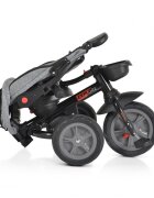 Byox Tricicleta pentru copii Explore Grey pliabila cu sezut rotativ spatar reglabil suport pentru picioare pneuri din cauciuc maner cu control al directiei cosulet pentru accesorii