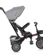 Byox Tricicleta pentru copii Explore Grey pliabila cu sezut rotativ spatar reglabil suport pentru picioare pneuri din cauciuc maner cu control al directiei cosulet pentru accesorii