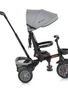 Byox Tricicleta pentru copii Explore Grey pliabila cu sezut rotativ spatar reglabil suport pentru picioare pneuri din cauciuc maner cu control al directiei cosulet pentru accesorii
