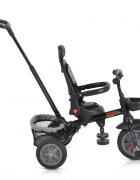 Byox Tricicleta pentru copii Explore Grey pliabila cu sezut rotativ spatar reglabil suport pentru picioare pneuri din cauciuc maner cu control al directiei cosulet pentru accesorii