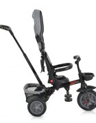 Byox Tricicleta pentru copii Explore Grey pliabila cu sezut rotativ spatar reglabil suport pentru picioare pneuri din cauciuc maner cu control al directiei cosulet pentru accesorii