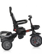Byox Tricicleta pentru copii Explore Grey pliabila cu sezut rotativ spatar reglabil suport pentru picioare pneuri din cauciuc maner cu control al directiei cosulet pentru accesorii