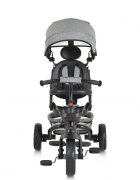 Byox Tricicleta pentru copii Explore Grey pliabila cu sezut rotativ spatar reglabil suport pentru picioare pneuri din cauciuc maner cu control al directiei cosulet pentru accesorii