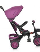Byox Tricicleta pentru copii Explore Purple pliabila cu sezut rotativ spatar reglabil suport pentru picioare pneuri din cauciuc maner cu control al directiei cosulet pentru accesorii