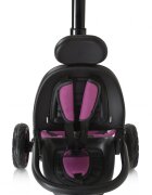 Byox Tricicleta pentru copii Explore Purple pliabila cu sezut rotativ spatar reglabil suport pentru picioare pneuri din cauciuc maner cu control al directiei cosulet pentru accesorii