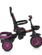 Byox Tricicleta pentru copii Explore Purple pliabila cu sezut rotativ spatar reglabil suport pentru picioare pneuri din cauciuc maner cu control al directiei cosulet pentru accesorii