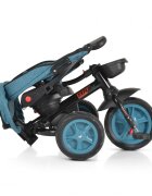 Byox Tricicleta pentru copii Explore Turquoise pliabila cu sezut rotativ spatar reglabil suport pentru picioare pneuri din cauciuc maner cu control al directiei cosulet pentru accesorii