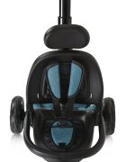Byox Tricicleta pentru copii Explore Turquoise pliabila cu sezut rotativ spatar reglabil suport pentru picioare pneuri din cauciuc maner cu control al directiei cosulet pentru accesorii