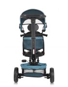 Byox Tricicleta pentru copii Explore Turquoise pliabila cu sezut rotativ spatar reglabil suport pentru picioare pneuri din cauciuc maner cu control al directiei cosulet pentru accesorii