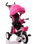 Byox Tricicleta pentru copii Flexy Lux Pink pliabila cu maner parental si sezut reversibil spatar reglabil franasuport pahar si roti din cauciuc