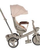 Byox Tricicleta pentru copii Fusion Beigemaner parental reglabil pe inaltimescaun rotativ la 360 gradespatar reglabil cu pozitie somnghidon pliabilroti din PUfranahusa moale2 tipuri de suport picioarebara detasabila
