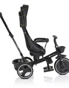 Byox Tricicleta pentru copii Fusion Blackmaner parental reglabil pe inaltimescaun rotativ la 360 gradespatar reglabil cu pozitie somnghidon pliabilroti din PUfranahusa moale2 tipuri de suport picioarebara detasabila