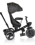 Byox Tricicleta pentru copii Fusion Blackmaner parental reglabil pe inaltimescaun rotativ la 360 gradespatar reglabil cu pozitie somnghidon pliabilroti din PUfranahusa moale2 tipuri de suport picioarebara detasabila