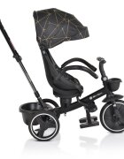 Byox Tricicleta pentru copii Fusion Blackmaner parental reglabil pe inaltimescaun rotativ la 360 gradespatar reglabil cu pozitie somnghidon pliabilroti din PUfranahusa moale2 tipuri de suport picioarebara detasabila