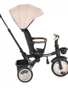 Byox Tricicleta pentru copii Jasper Beige pliabila cu maner parental spatar reglabil scaun rotativ greutate admisa 25 kg