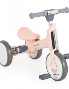Byox Tricicleta pentru copii Learn to Ride Roz 2 in 1 cu pedale transformabila structura usoara pliere compacta sistem de siguranta cu viraj limitat roti din cauciuc EVA si far cu lumina
