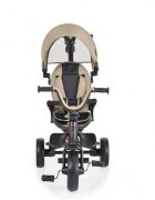 Byox Tricicleta pentru copii Pluto Beige pliabila cu scaun rotativ si spatar reglabil roti din cauciuc Eva maner cu control al directiei 2 seturi suport picioruse sistem roata libera si frana pe rotile din spate