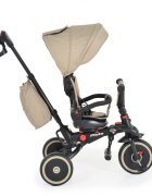 Byox Tricicleta pentru copii Pluto Beige pliabila cu scaun rotativ si spatar reglabil roti din cauciuc Eva maner cu control al directiei 2 seturi suport picioruse sistem roata libera si frana pe rotile din spate