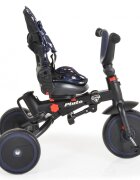 Byox Tricicleta pentru copii Pluto Blue pliabila cu scaun rotativ si spatar reglabil roti din cauciuc Eva maner cu control al directiei 2 seturi suport picioruse sistem roata libera si frana pe rotile din spate