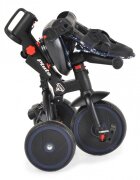 Byox Tricicleta pentru copii Pluto Blue pliabila cu scaun rotativ si spatar reglabil roti din cauciuc Eva maner cu control al directiei 2 seturi suport picioruse sistem roata libera si frana pe rotile din spate