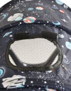 Byox Tricicleta pentru copii Pluto Blue pliabila cu scaun rotativ si spatar reglabil roti din cauciuc Eva maner cu control al directiei 2 seturi suport picioruse sistem roata libera si frana pe rotile din spate